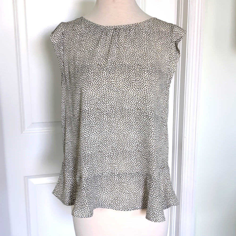 LOFT Ditsy Floral Flutter Sleeve Blouse Top size S